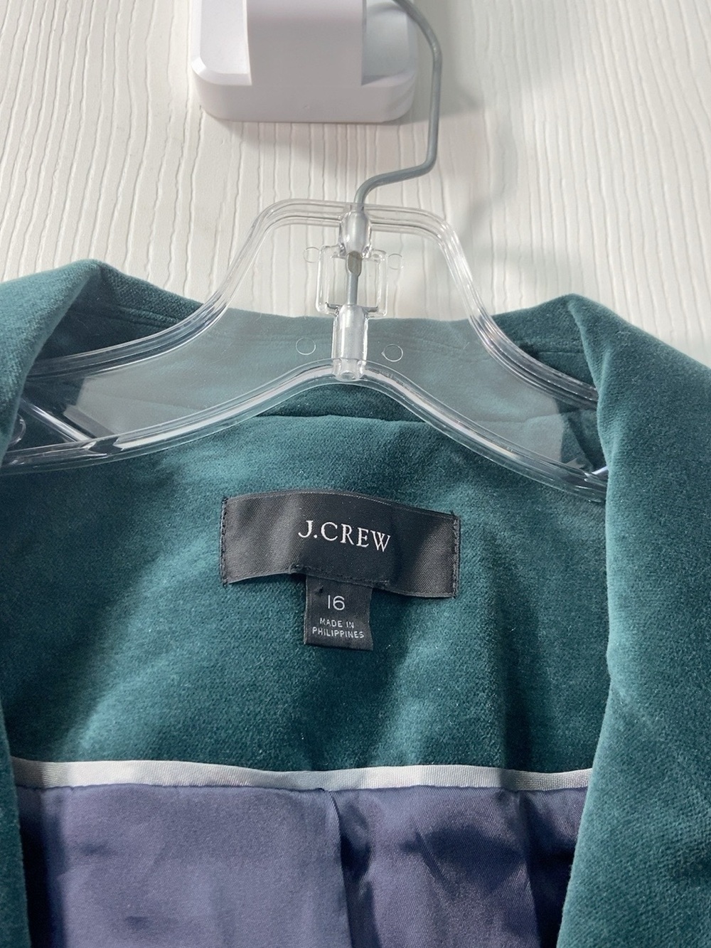 J.Crew Emerald Green Velvet Blazer Women’s Size 16 - Picture 7 of 11